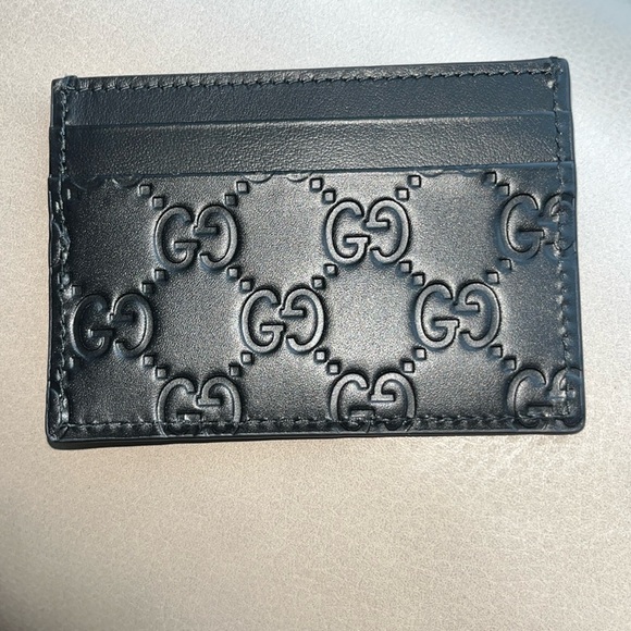 NEW Gucci Micro Guccissima Black Leather Card Case - Picture 1 of 3